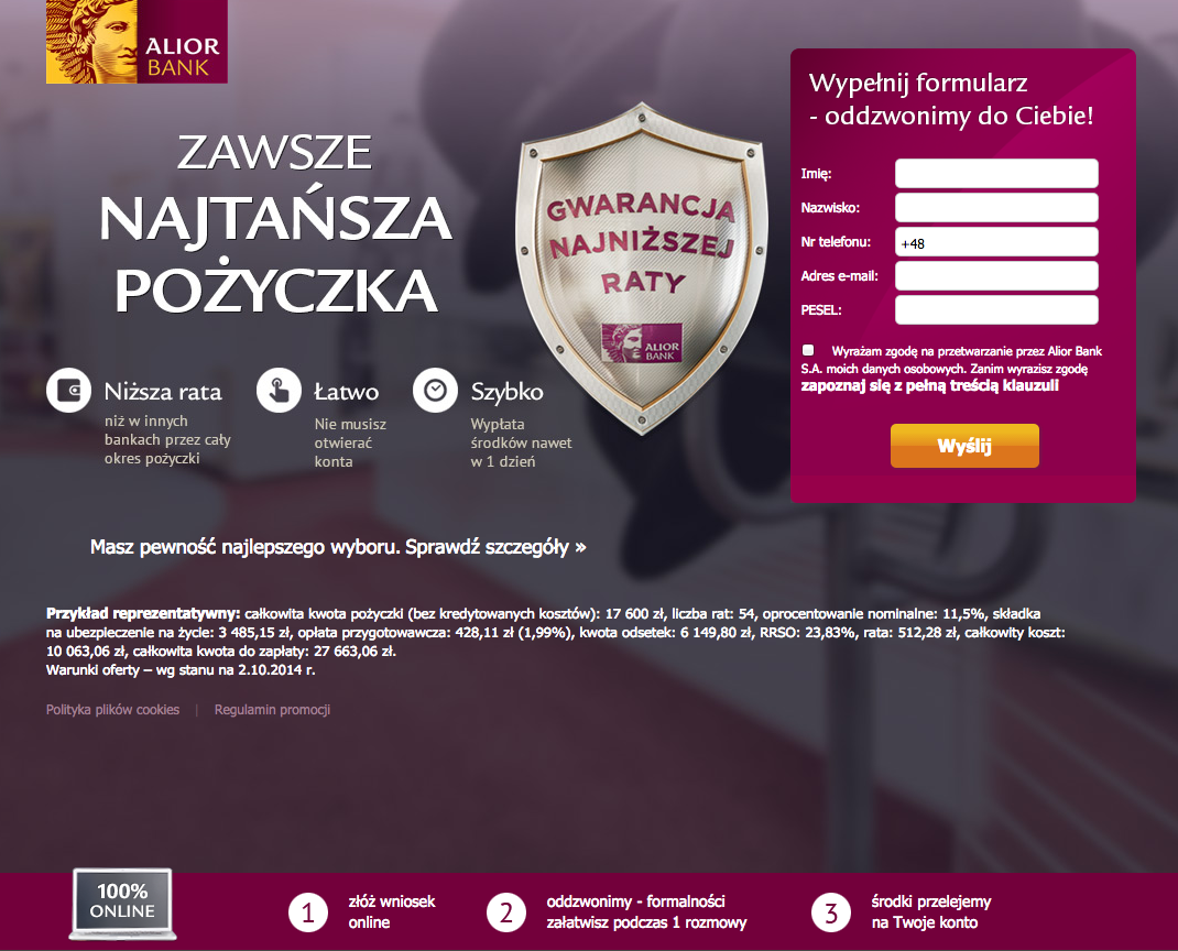 Landing page Alior Bank