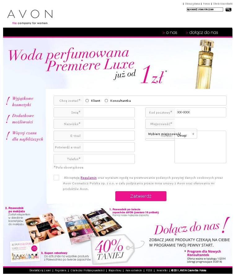 Landing page Avon