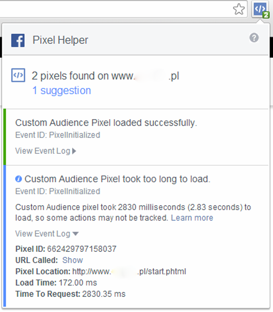 Dodatek FB Pixel Helper