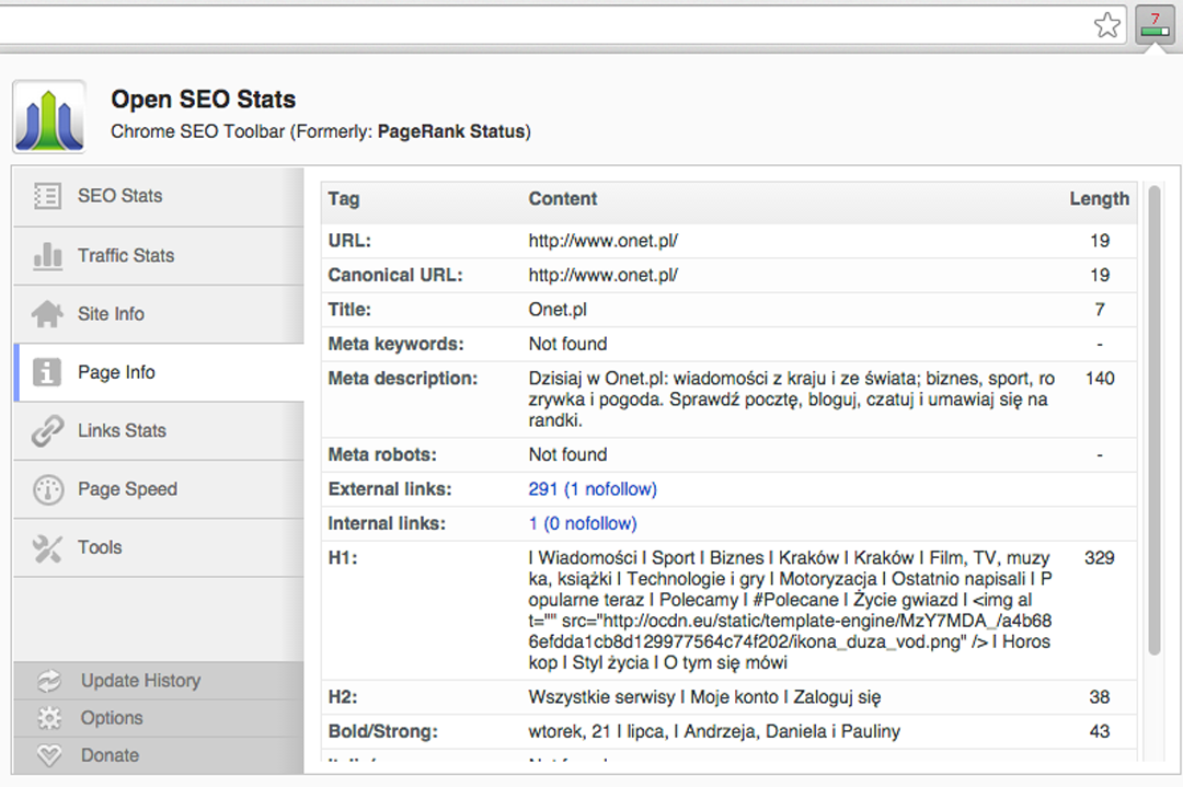 Dodatek Open SEO Stats