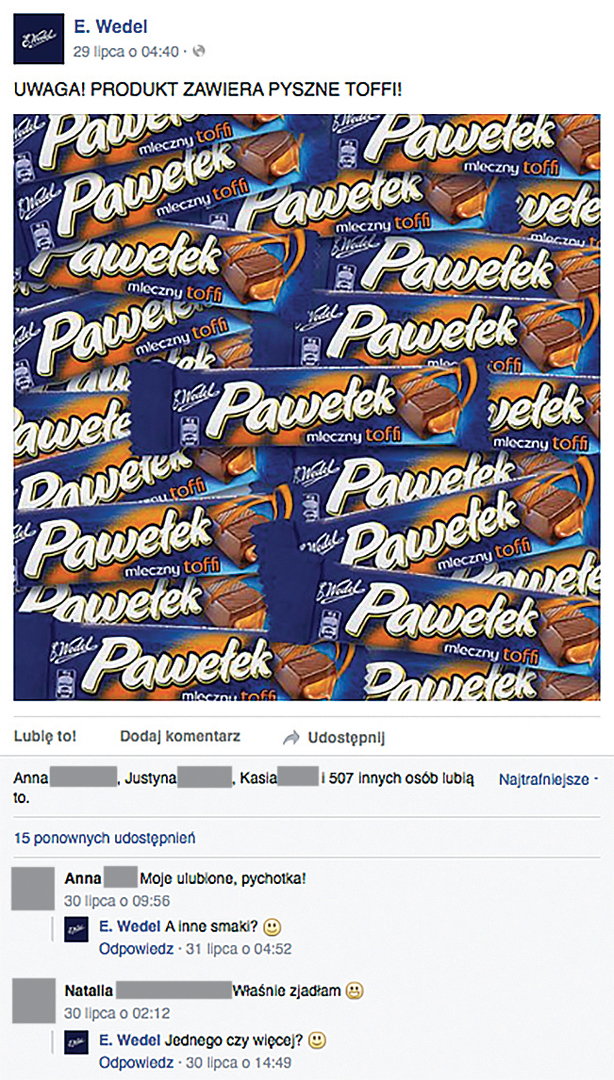 Przykład braku informacji zwrotnej od fanów