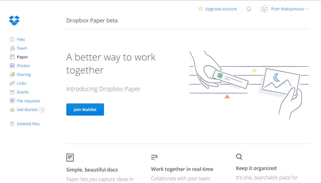 Screen z aplikacji Dropbox