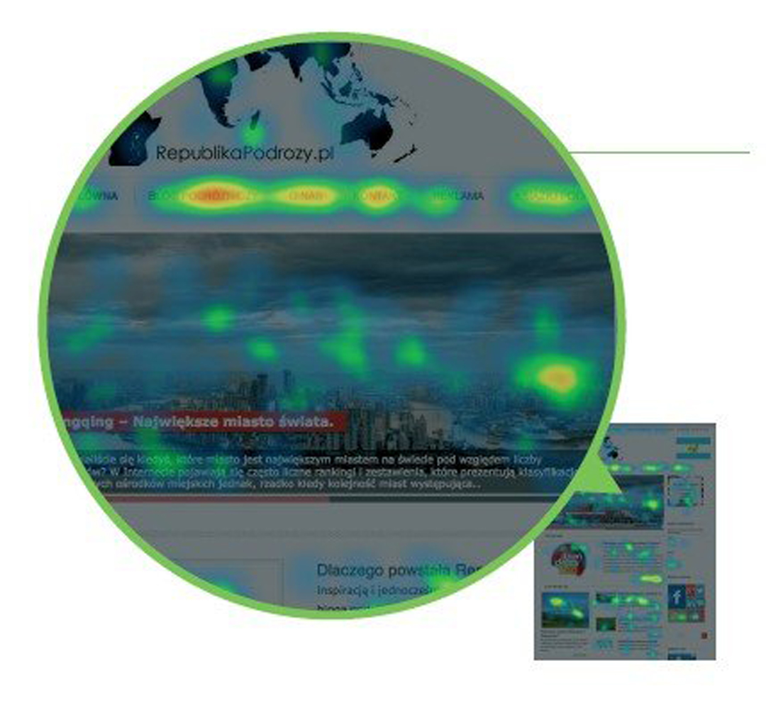 Heat mapa pokazuje, gdzie w serwisie klikają użytkownicy