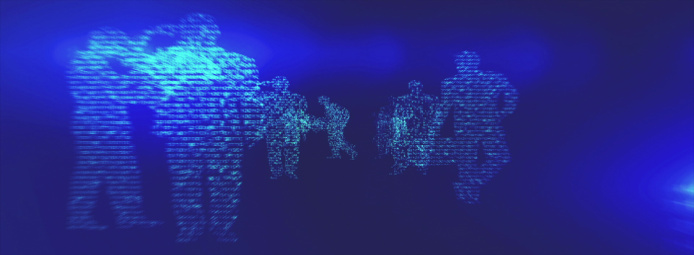 Business Silhouettes In a Digital Environment Made In Computer Graphics