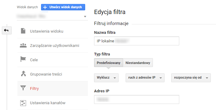 wyłączenie filtra google analitics - Audyt Google Analytics