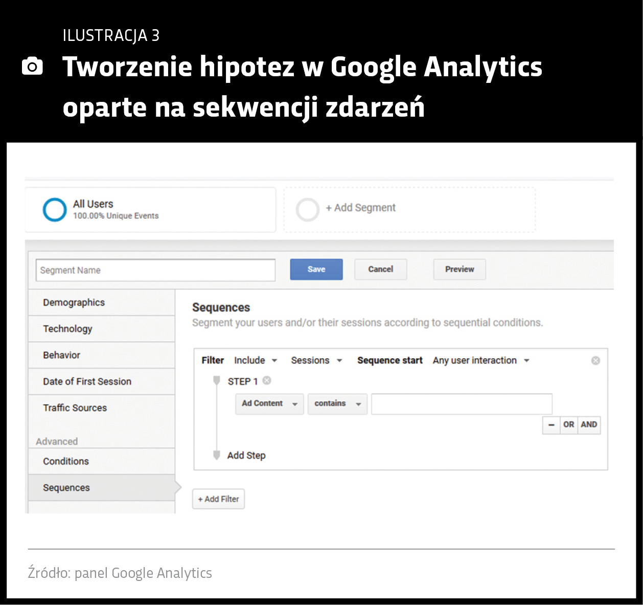 Interfejs strony: Tworzenie hipotez w GA na sekwencji zdarzeń
