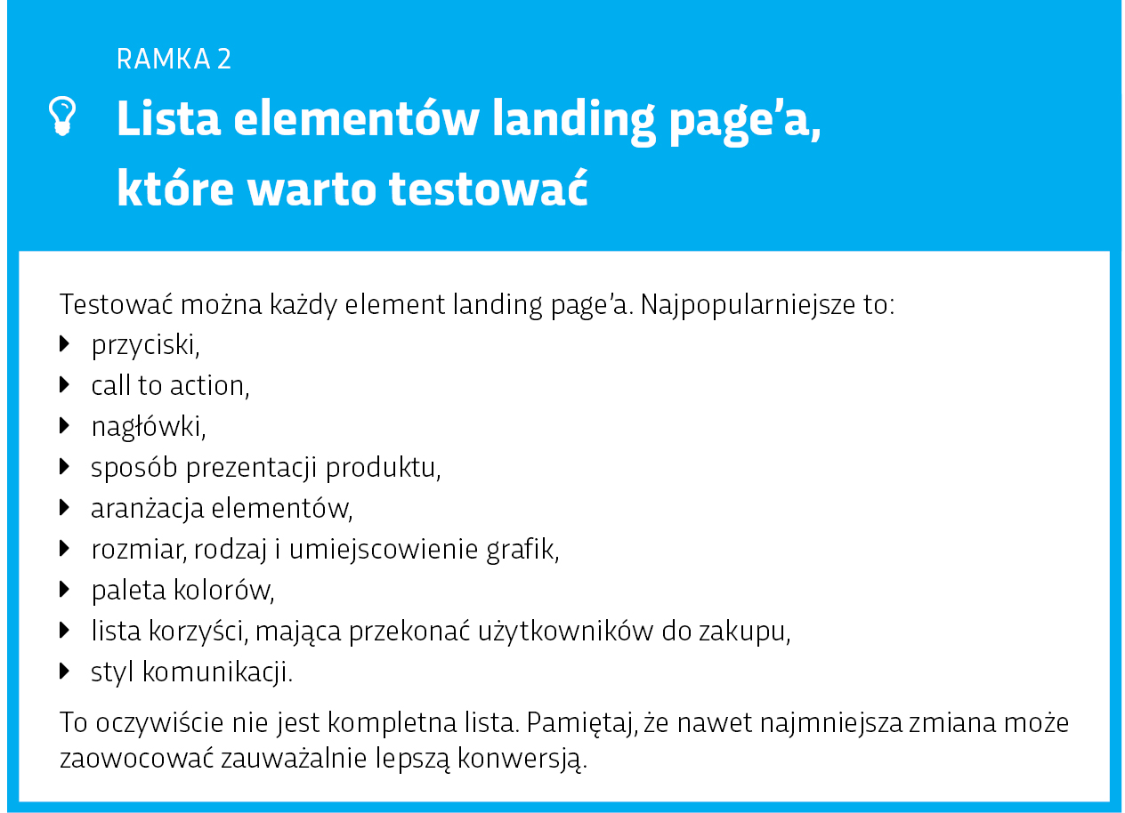 Elemeny landing page do testowania przy generowaniu leadów
