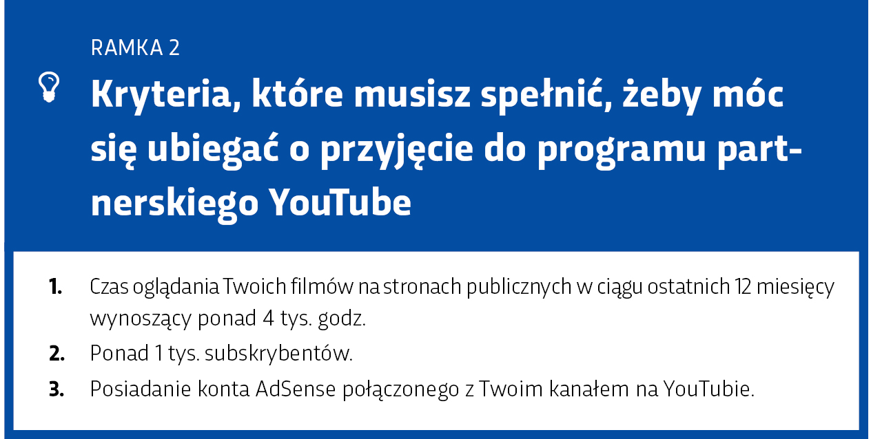 Kryteria przy programie partnerskim YouTube