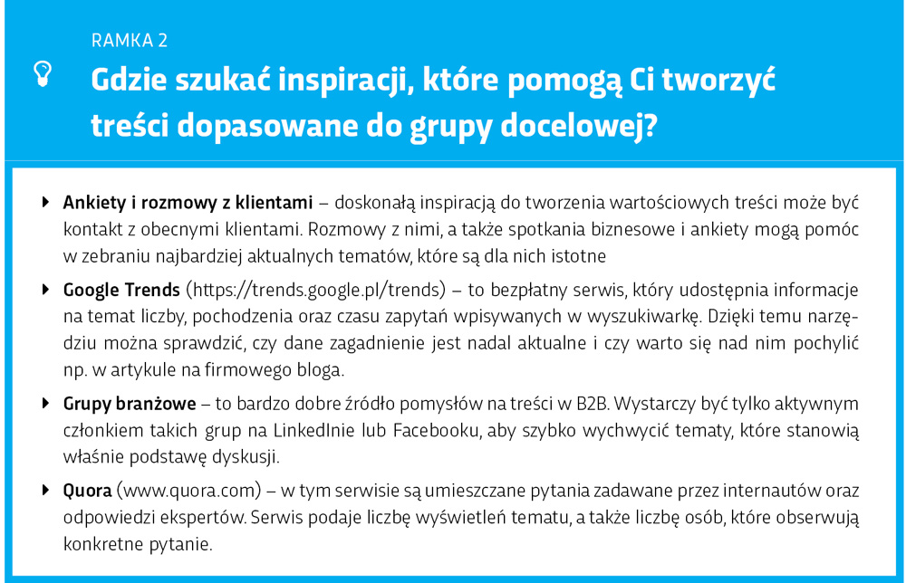 Gdzie szukac pomysłów na treść dla grupy docelowej