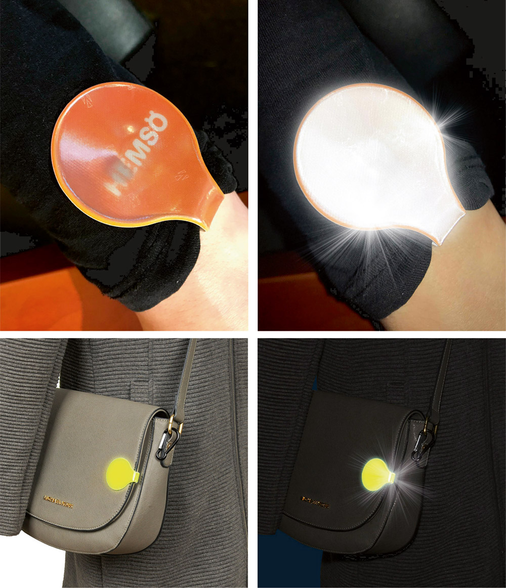 Klips odblaskowy z certyfikowanym poddrukiem do ubrań, czapek i toreb. Odblask 100% Producent: Refloactive Niciak Group