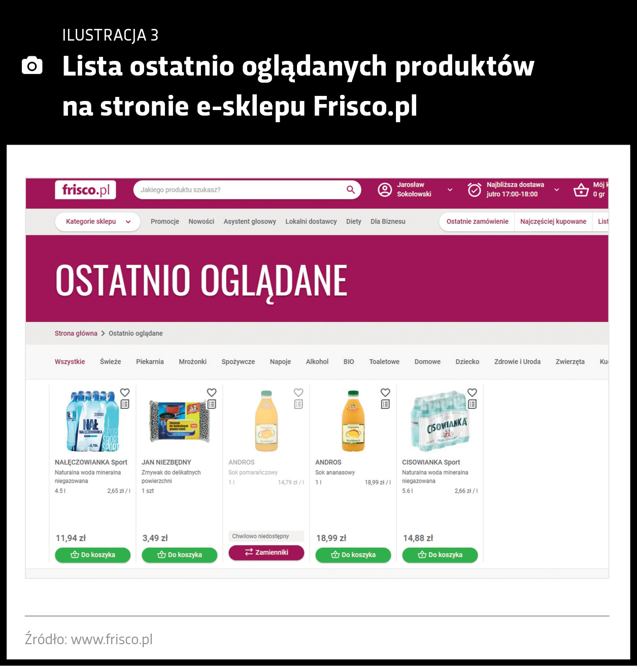 Lista ostatnio przeglądanych produktów