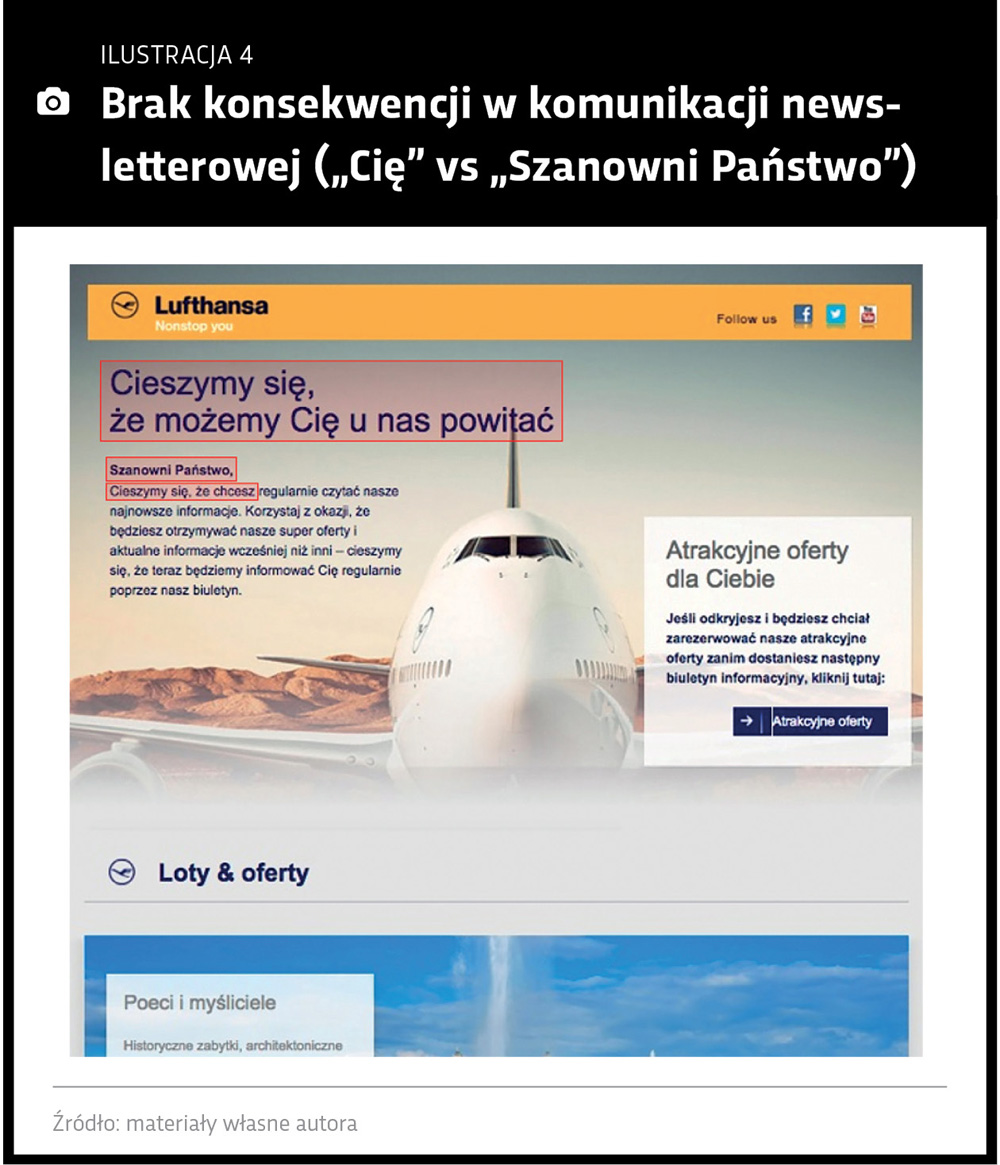 konsekwencja-komunikacja-newsletter Brak konsekwencji w komunikacji newsletterowej („Cię” vs „Szanowni Państwo”)