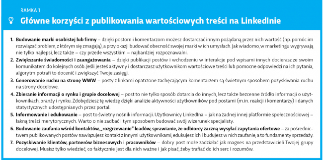Główne korzyści z publikowania wartościowych treści na LinkedInie