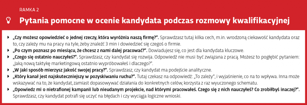 Pytania pomocne w ocenie kandydata podczas rozmowy kwalifikacyjnej