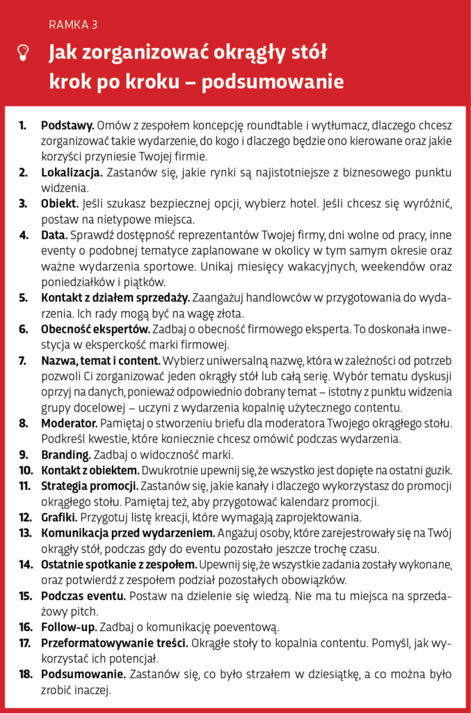 Jak zorganizować okrągły stół krok po kroku - podsumowanie