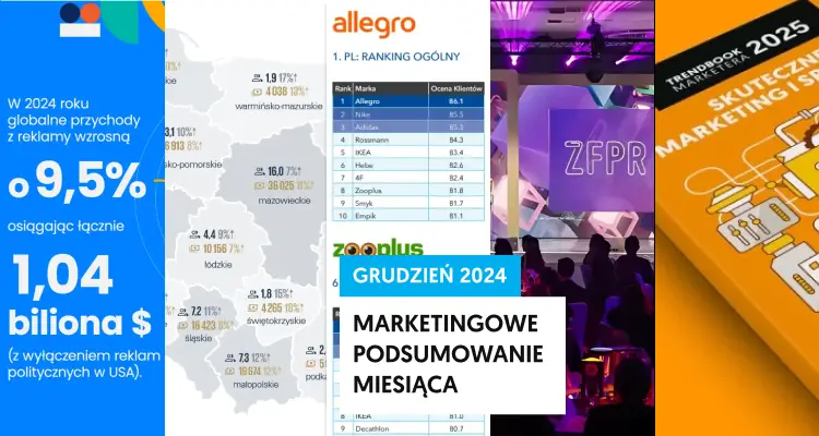 Marketingowe podsumowanie miesiąca [grudzień 2024]:  rynek reklamowy wart pond bilion dolarów, najlepsi pracodawcy w mediach i reklamie, preferencje zakupowe Polaków