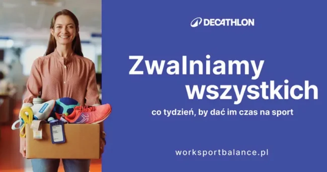 Ilustracja kampania marki Decathlon „Zwalniamy wszystkich”