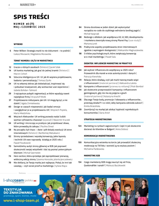 UX/UI w marketingu. Jak tworzyć skuteczne interfejsy, kreacje reklamowe i teksty + Influencer marketing w praktyce – „Marketer+” nr 3 (71) 2025 