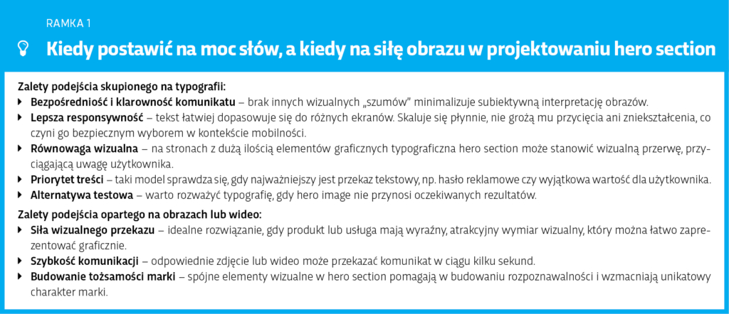 Kiedy postawić na moc słów, a kiedy na siłę obrazu w projektowaniu hero section