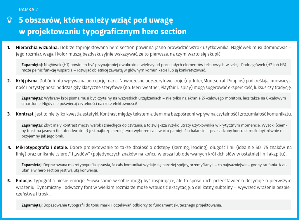 5 obszarów, które należy wziąć pod uwagę w projektowaniu typograficznym hero section