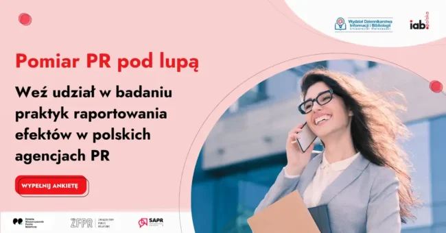 Grafika promująca badanie Pomiar PR pod lupą