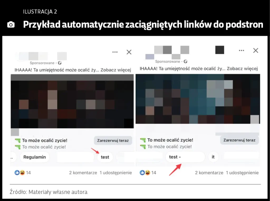 Ilustracja: Przykład automatycznie zaciągniętych linków do podstron