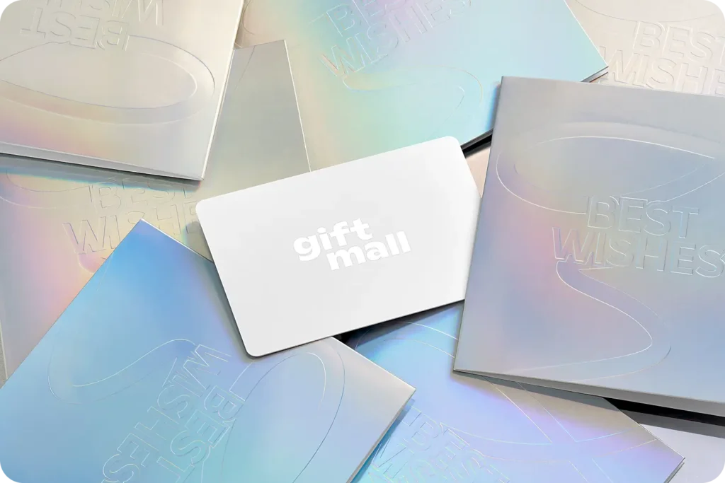 Wygląd fizycznych kart podarunkowych i kartek z życzeniami giftmall