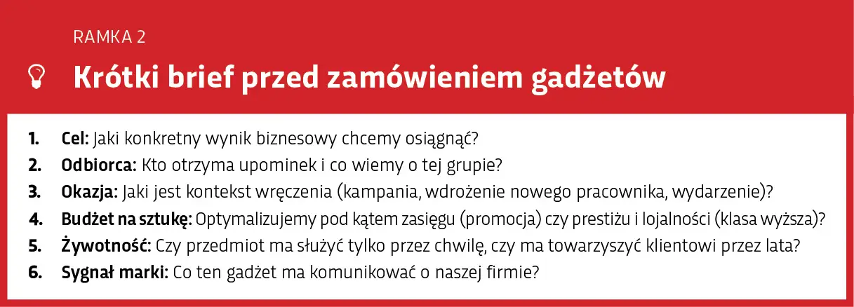 Krótki bref przed zamówieniem gadżetów